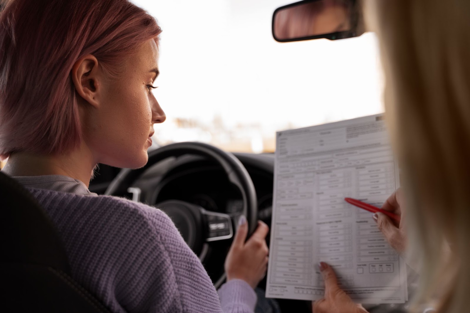 A international student taking driving test